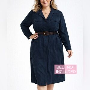 Liz Clairborne Long Sleeve Dress Collared Dark Blue Pit to Pit 23.5” Size 16